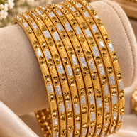 2.10 Two Tone Gold & Silver Bangles Set | Thin Stackable Indian Pakistani Bangles | Traditional Bridal Wedding Jewelry Set of 12
