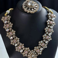 Noor Pastel Kundan Statement Necklace Set Mint & Pink