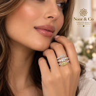 Adjustable Three Stone Statement Ring | Clear & Yellow CZ Silver-Tone Cocktail Ring