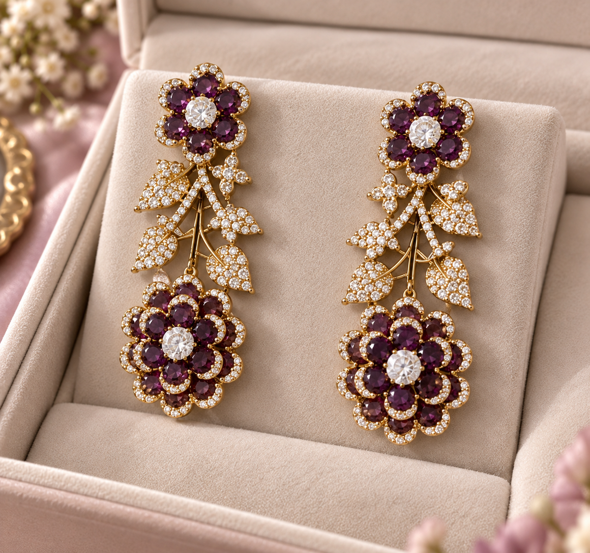 Elegant floral statement necklace set