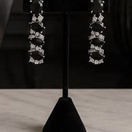 Black Teardrop CZ Jewelry Set | Elegant Necklace Earrings | Bridal Formal Evenin