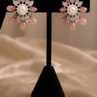 Blush Pink Floral Necklace Set with Matching Earrings