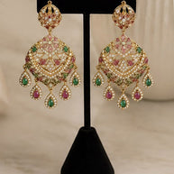 Luxury Indian Bridal Jewelry Set –Pink and Green American Diamond Necklace, Earr