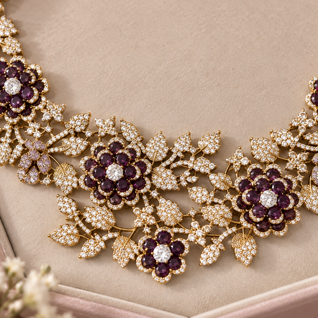 Elegant floral statement necklace set