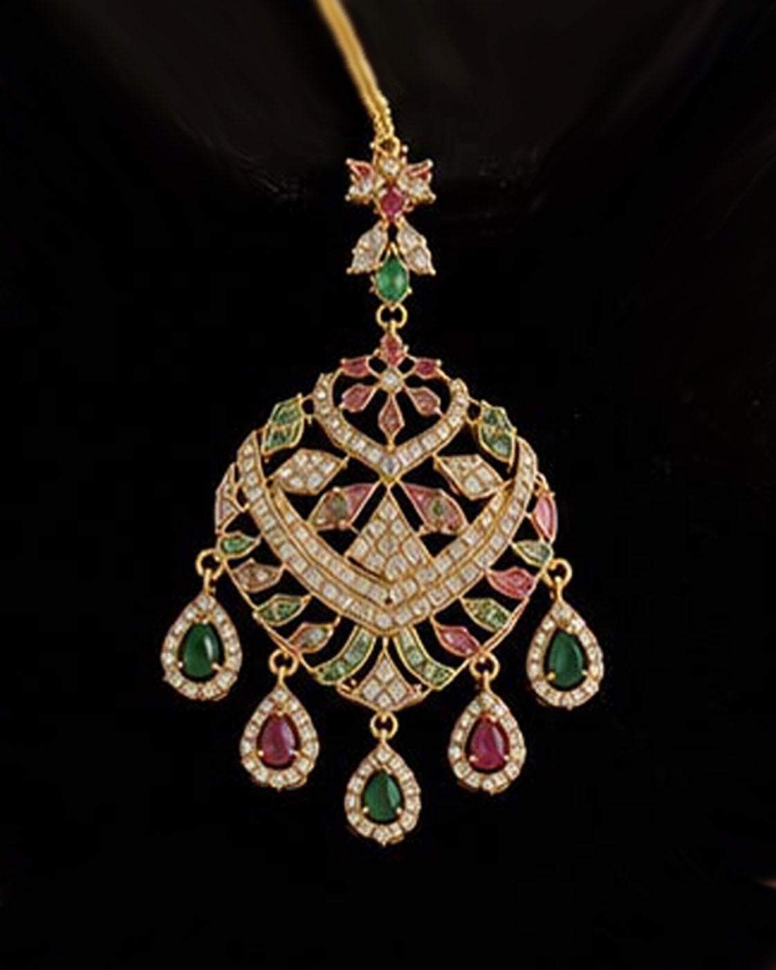 Luxury Indian Bridal Jewelry Set –Pink and Green American Diamond Necklace, Earr