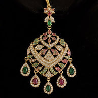 Luxury Indian Bridal Jewelry Set –Pink and Green American Diamond Necklace, Earr