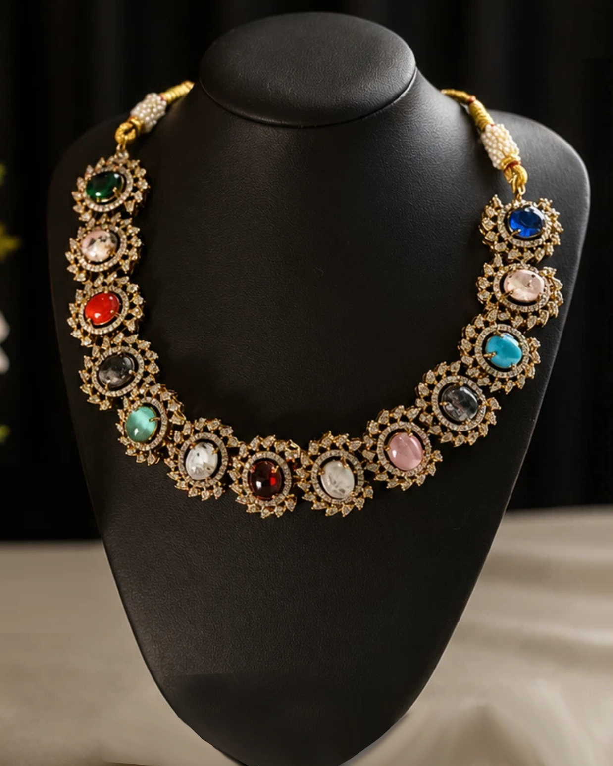 Sabasachi Insipired Noor Navratan Multicolor Statement Necklace Set