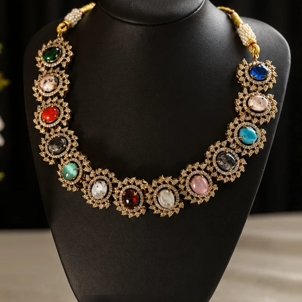 Sabasachi Insipired Noor Navratan Multicolor Statement Necklace Set