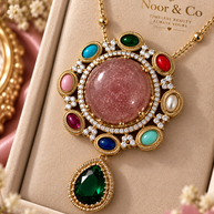Multicolor Statement Pendant Necklace Set with Matching Earrings | Colorful Stone Jewelry