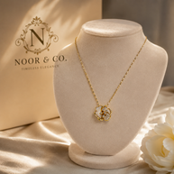 Ivory Bloom Gold Floral Pendant Necklace