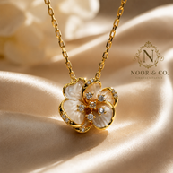 Ivory Bloom Gold Floral Pendant Necklace