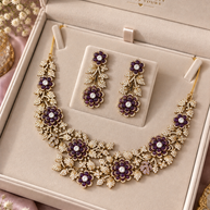 Elegant floral statement necklace set