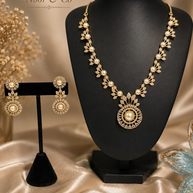 Elara Pearl & American Diamond Pendant Necklace Set