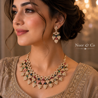 Zaria Multicolor American Diamond Statement Necklace Set