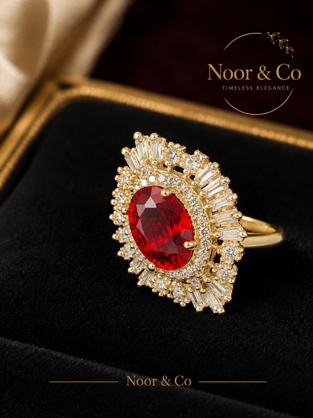 Crimson Radiance Statement Ring