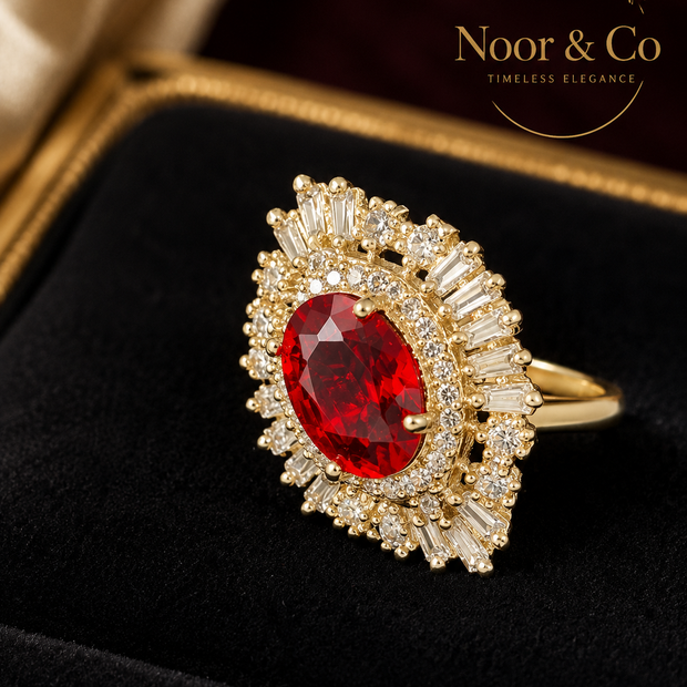 Crimson Radiance Statement Ring