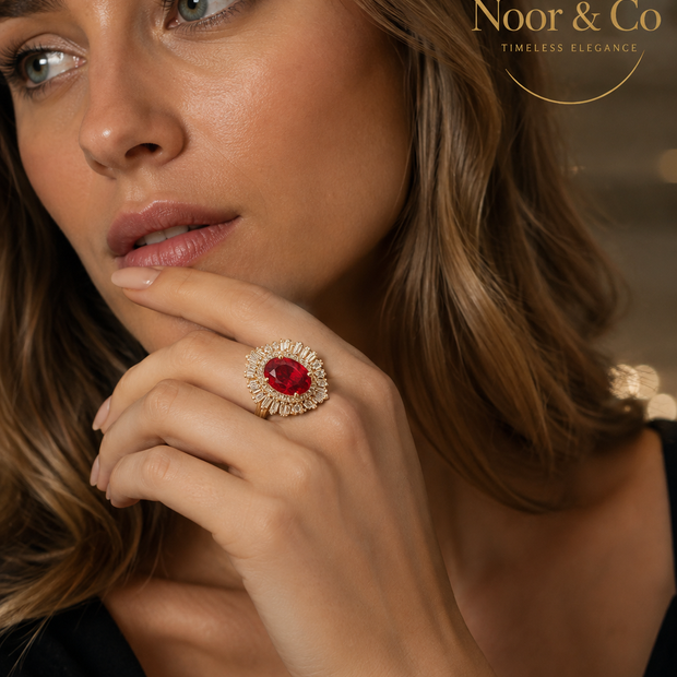 Crimson Radiance Statement Ring