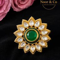 Noor & Co Gold Tone Kundan Statement Ring