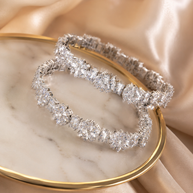 Silver Floral CZ Bangle Pair | Cubic Zirconia Wedding Bangles | Pakistani Indian