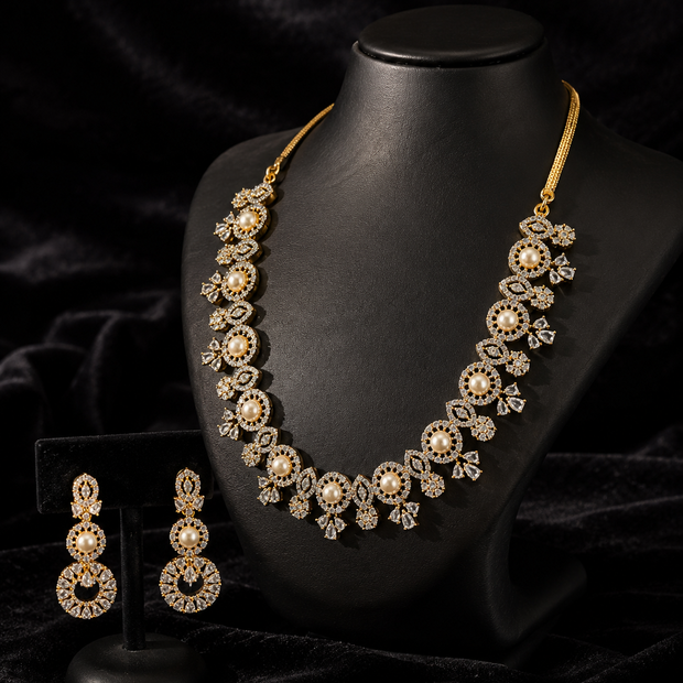 Aurelia Pearl & Crystal Statement Necklace Set