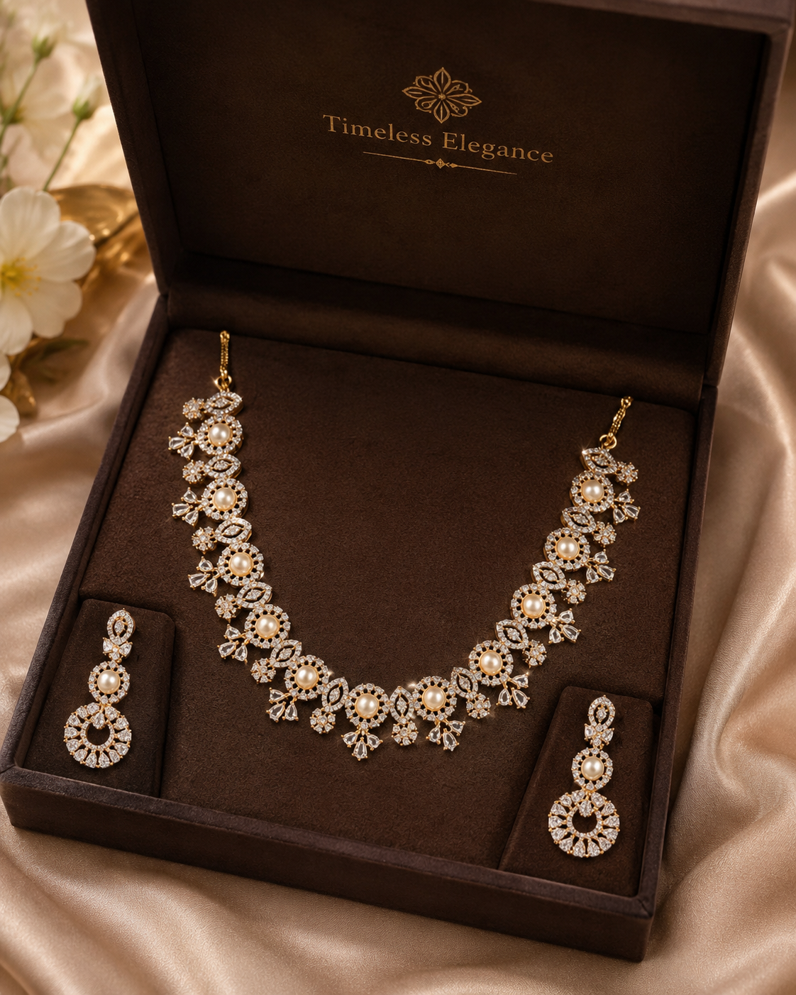 Aurelia Pearl & Crystal Statement Necklace Set