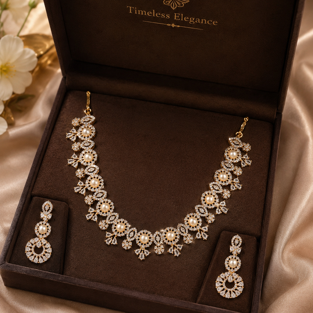 Aurelia Pearl & Crystal Statement Necklace Set