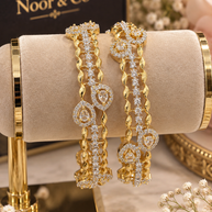 Gold AD/CZ Pear-Shaped Statement Bangles – Size 2.10