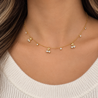 18K Gold Plated Dainty Cherry Charm Necklace CZ Crystal Delicate Jewelry