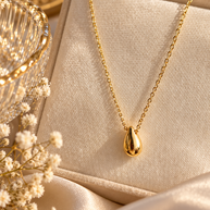 14K Gold Plated Teardrop Pendant Necklace – 316L Stainless Steel Minimalist Gold Necklace