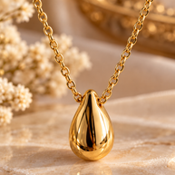 14K Gold Plated Teardrop Pendant Necklace – 316L Stainless Steel Minimalist Gold Necklace