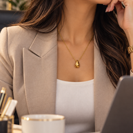 14K Gold Plated Teardrop Pendant Necklace – 316L Stainless Steel Minimalist Gold Necklace