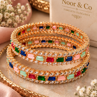 Multicolor Rose Gold Crystal Bangles