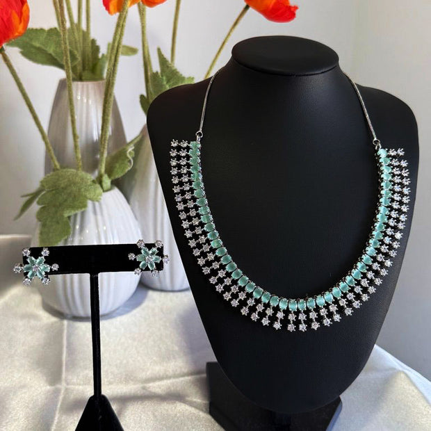 Mint Radiance Crystal Necklace & Earrings Set