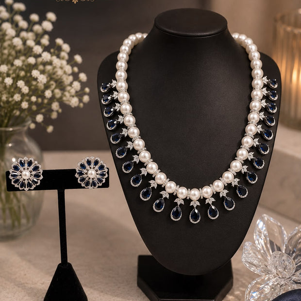 Pearl Elegance American Diamond Necklace Set