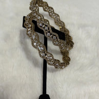 Gold Tone American Diamond Bangles Set Size 2.10 Elegant Wavy Crystal Design