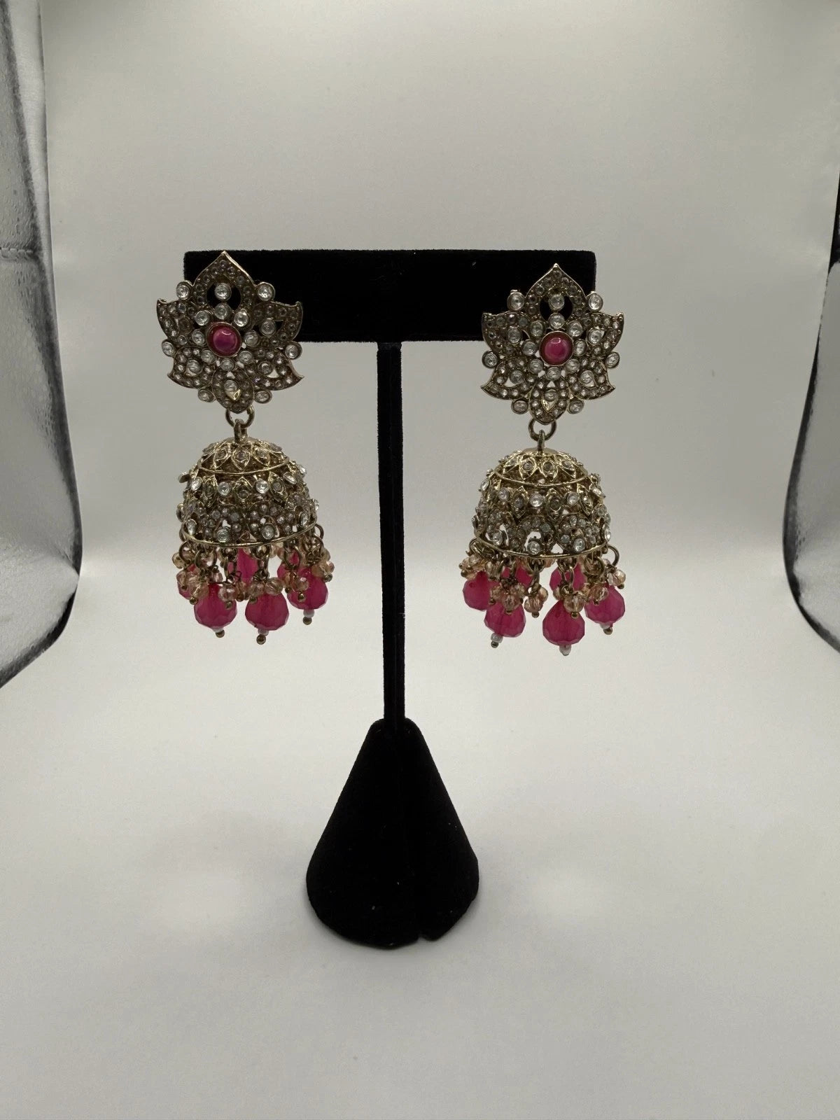 Traditional Pink Jhumka Statement Earrings