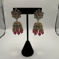 Traditional Pink Jhumka Statement Earrings