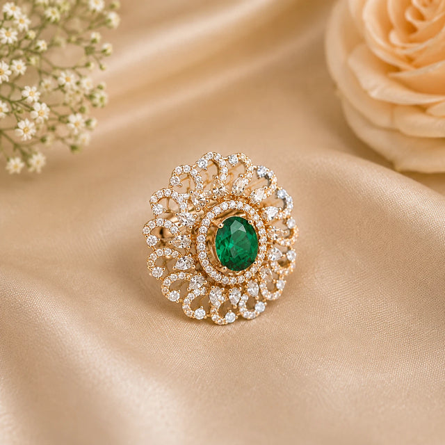 Green Cocktail Ring-Adjustable