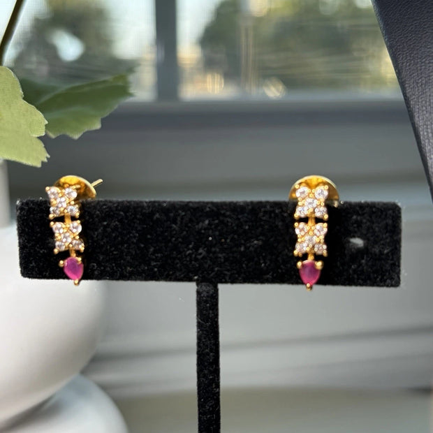 Ruby Teardrop Crystal Necklace & Earrings Set