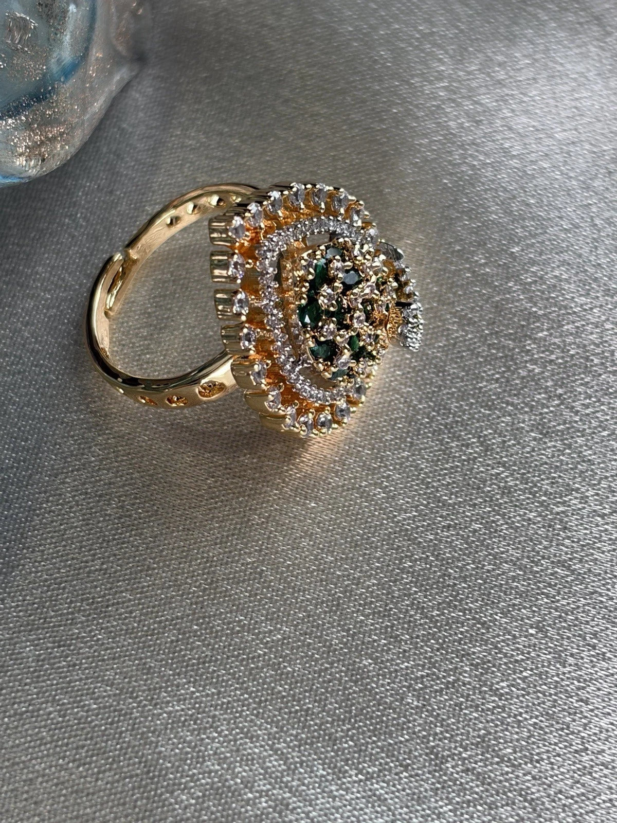 Emerald  Radiance Teardrop Statement Ring