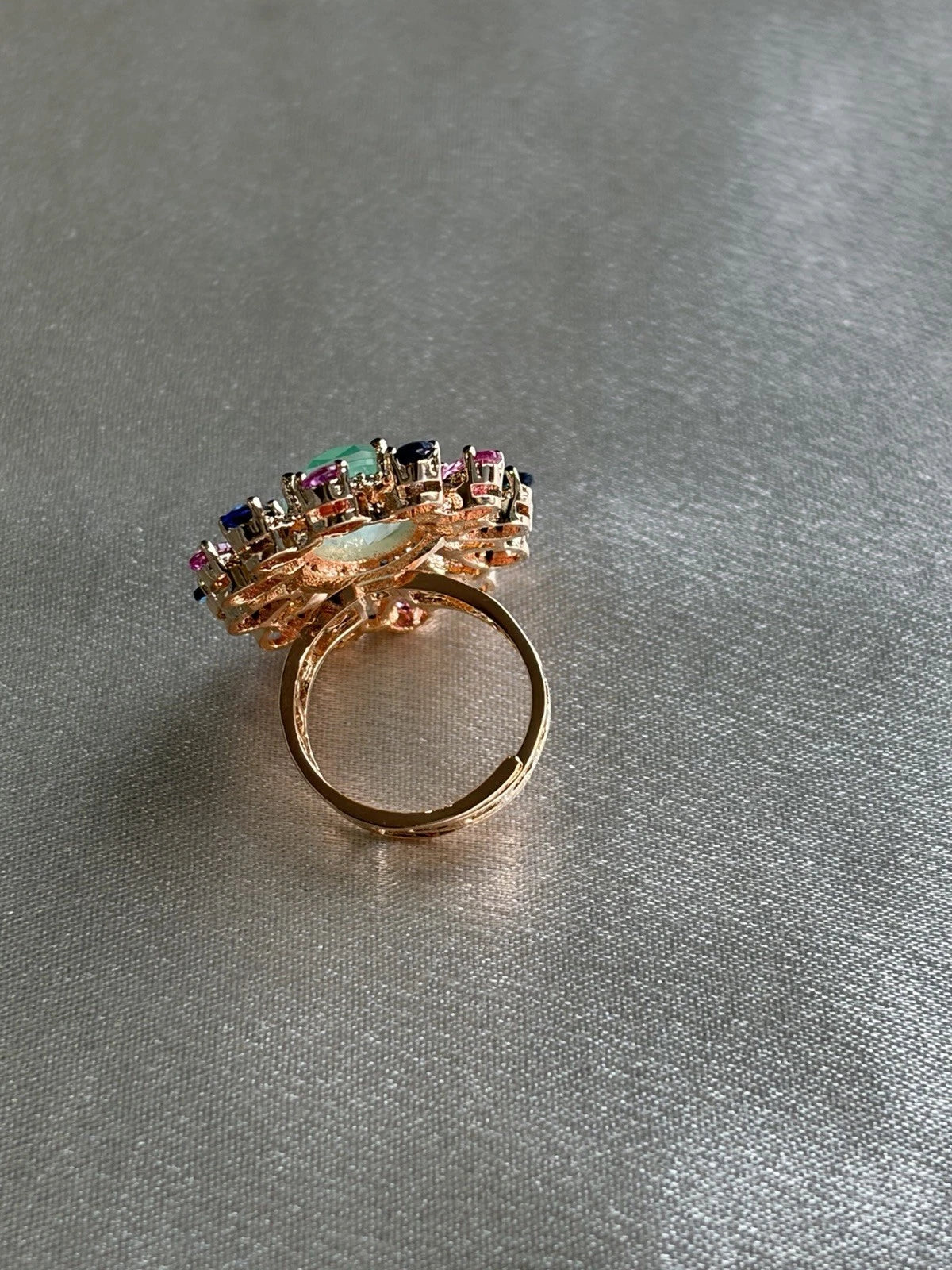 Celestial Bloom Multicolor Statement Ring