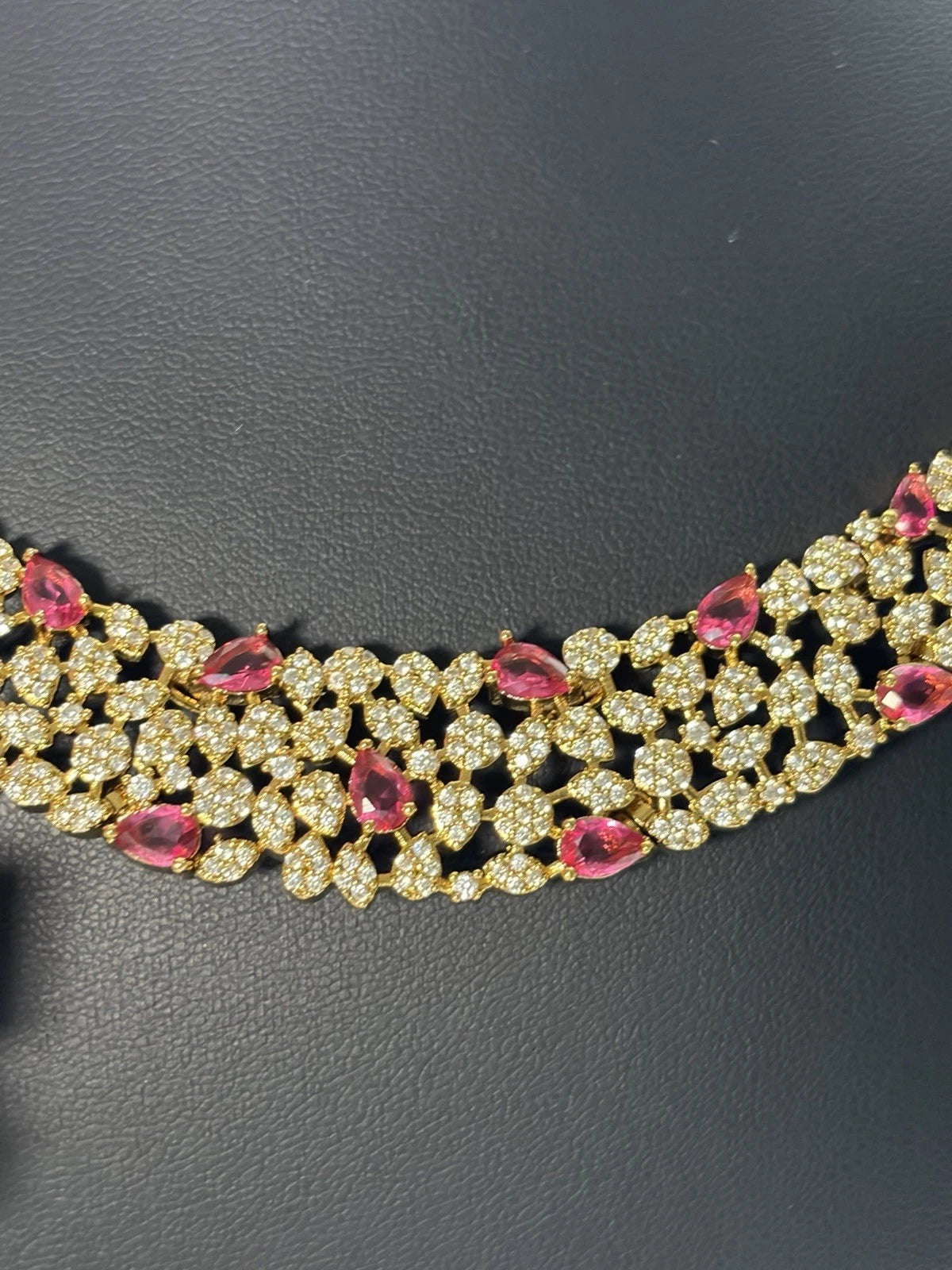 Ruby Radiance & Mint Garden American Diamond Necklace Set