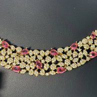 Ruby Radiance & Mint Garden American Diamond Necklace Set