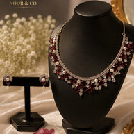 Ruby Pearl & Emerald Pearl Royale American Diamond Necklace Set