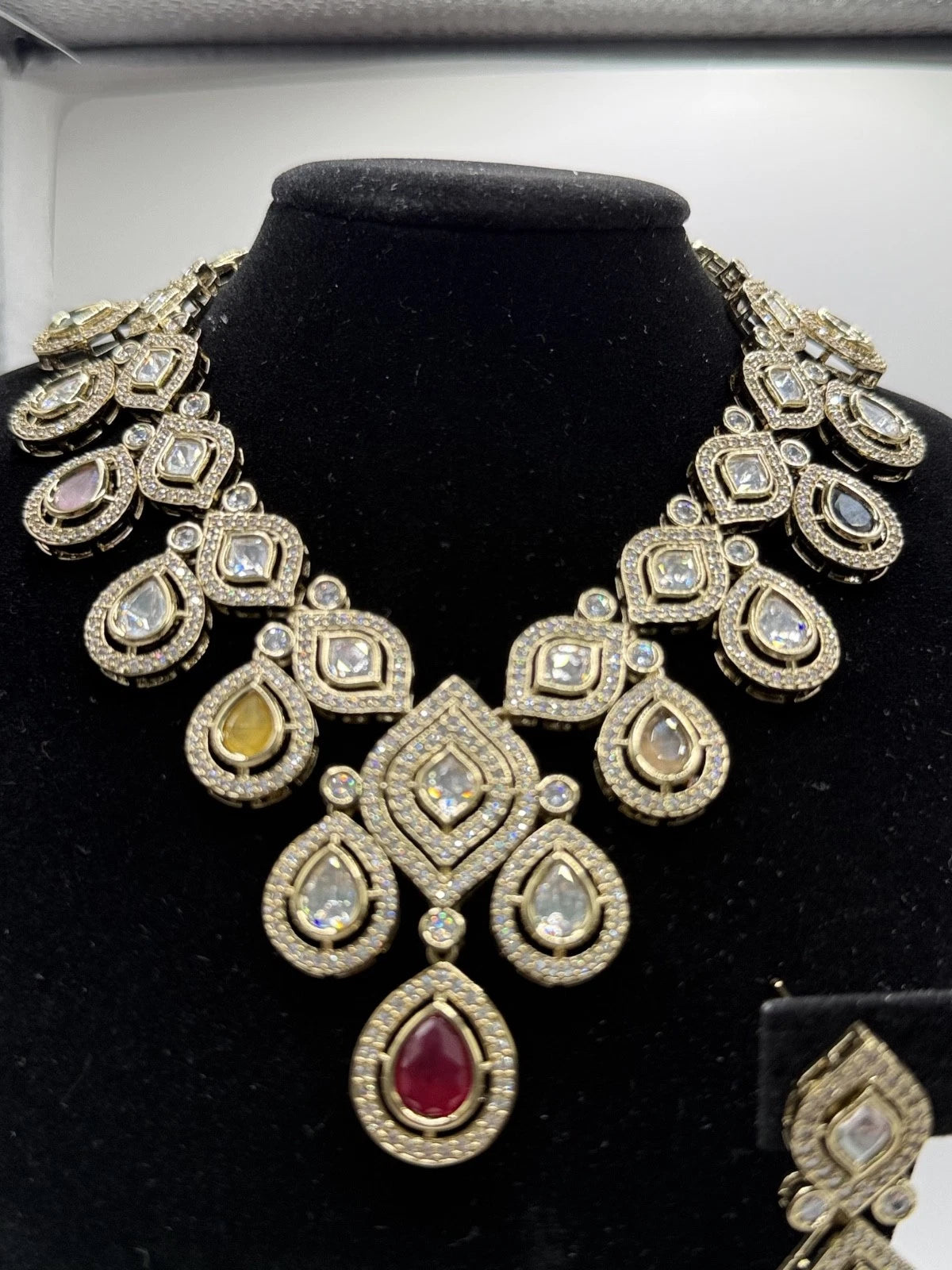 Multicolor Kundan Necklace Set with Matching Earrings