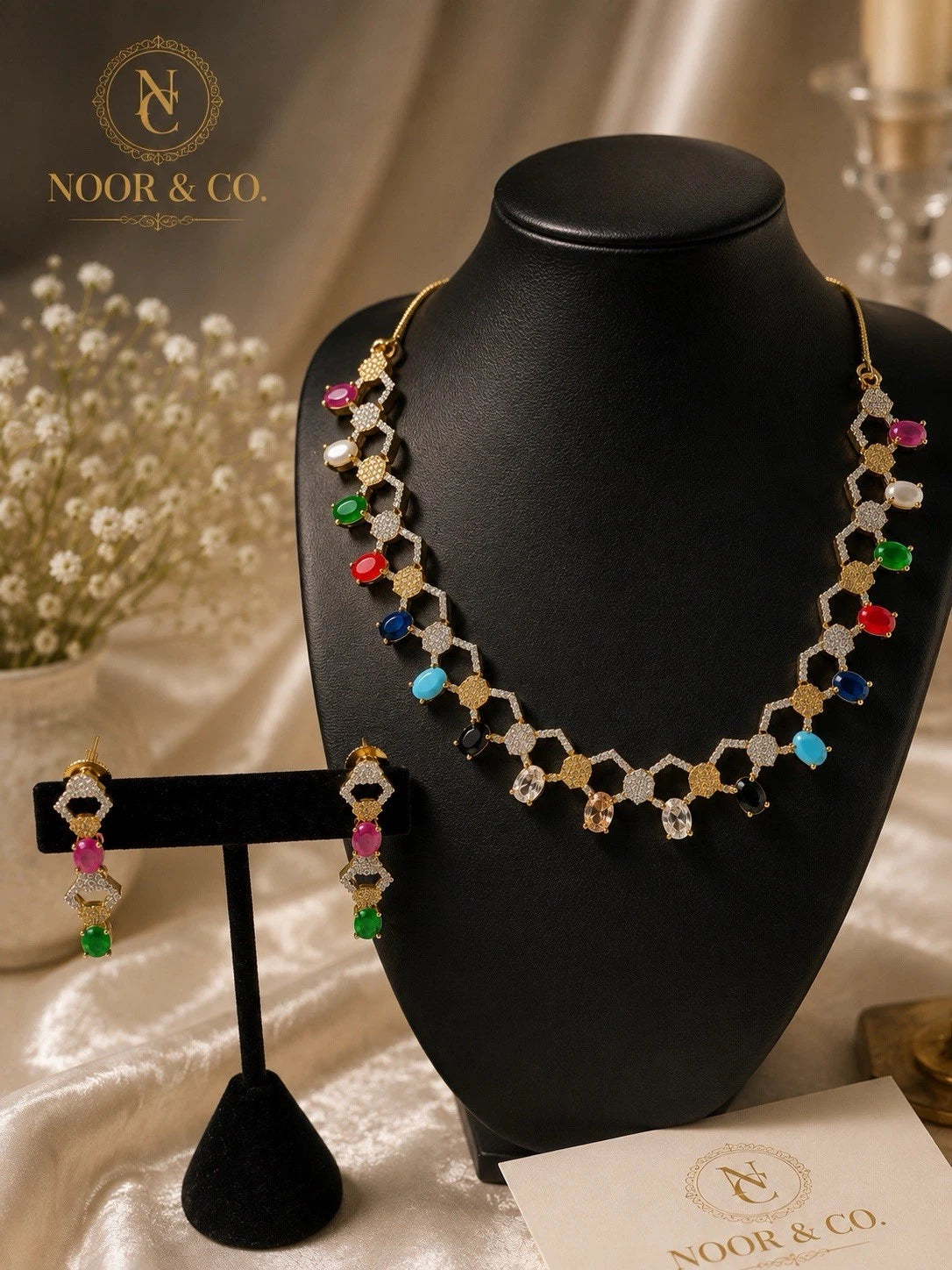Prismatic Luxe American Diamond Necklace Set