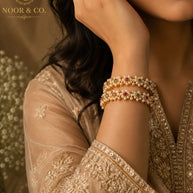 Pearl Blossom Multicolor Floral Bangles – Premium Gold Finish Size 2.10