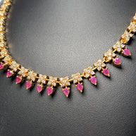 Ruby Teardrop Crystal Necklace & Earrings Set