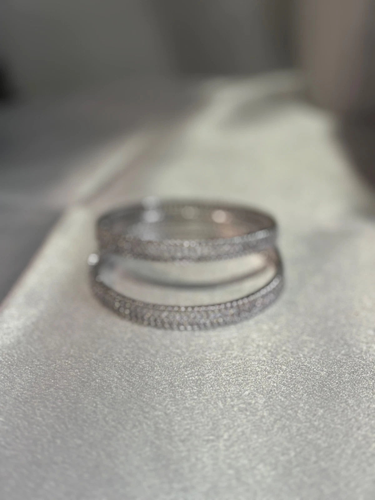 Silver Tone CZ Bangle Set Size 2.10 Indian Pakistani Bridal Party Jewelry