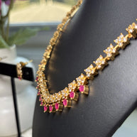 Ruby Teardrop Crystal Necklace & Earrings Set